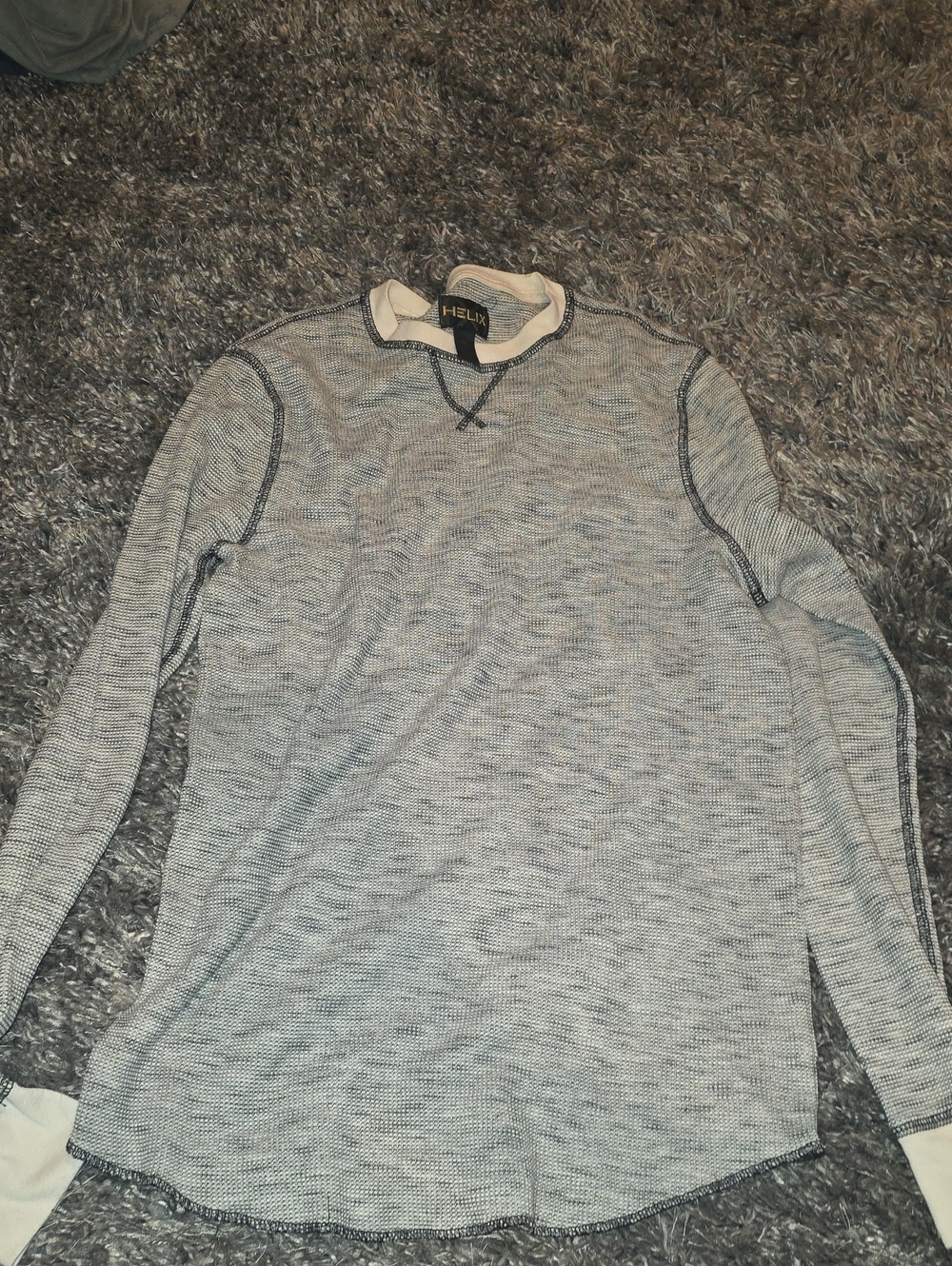 Helix Men’s Heathered Gray Crewneck Sweater with Contrast Stitching